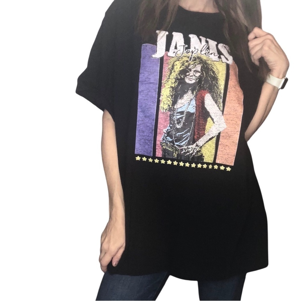 Janis Joplin Band Graphic Tee T Shirt Sz 3XL Black 60's Retro Vibe Casual